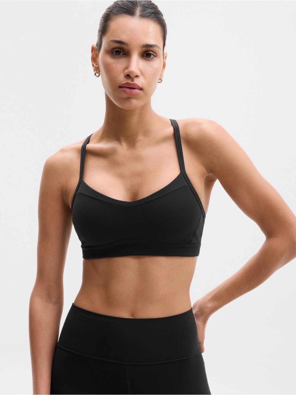 Athleta Vital Sports Bra D-DD Black Size Small PowerVita Racerback